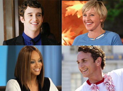 Michael Urie, Ellen DeGeneres, Tyra Banks, Sean Penn Michael Urie, Ellen DeGeneres, Tyra Banks, Sean Penn